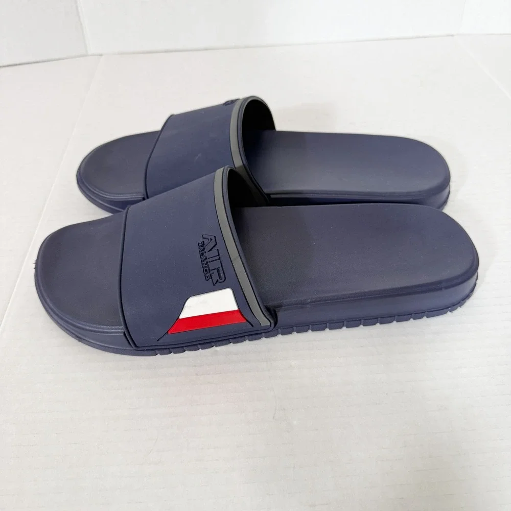 Air Balance Mens Sporty Navy Blue Red White Athletic Slide Size 11
